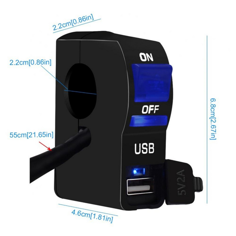 Faruri Motocicletă Comutator Transparent Indicator LED 12V Suport pentru Ghidon Motocicletă Încărcător USB Telefon cu Comutator