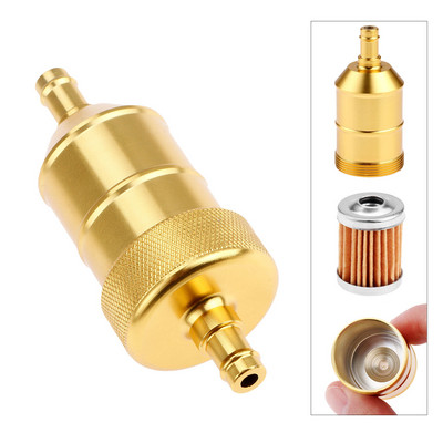 Filtru universal de curățare a filtrului de combustibil pe benzină de 8 mm CNC din aluminiu pentru motocicletă Pit Dirt Bike ATV Quad Filtru de combustibil în linie pentru ulei și gaz