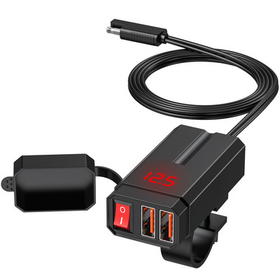 Randpow Vodootporni punjač za telefon s motociklima s dva priključka QC3.0 brzo punjenje s USB utičnicom za motocikle s voltmetrom Dodaci za telefon