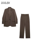 Γυναικείο κομψό παντελόνι 2022 Νέα τσέπη μονόχρωμο κοστούμι σακάκι Casual γυναικείο σακάκι με ψηλόμεσο παντελόνι γραφείο Γυναικείο σετ