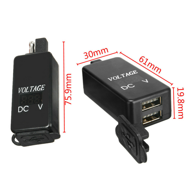 Mootorratta SAE-USB-kaabli adapter Voltmeeter USB-laadija Veekindel kiirlaadimine Telefoni GPS-tahvelarvutitele Mootorratta tarvikud