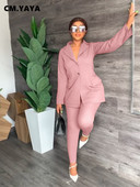 CM.YAYA elegantno odijelo sa blejzerom otvorenih leđa na vezanje za žene Odijela s hlačama Dvodijelni komplet odijela za uredske dame Jesen Zima Trenirka