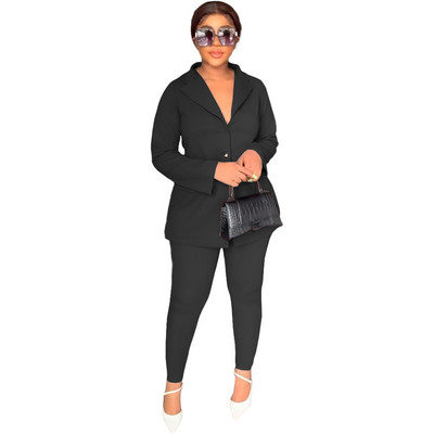 CM.YAYA elegantno odijelo sa blejzerom otvorenih leđa na vezanje za žene Odijela s hlačama Dvodijelni komplet odijela za uredske dame Jesen Zima Trenirka