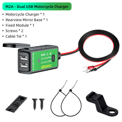 Deelife USB φορτιστής μοτοσικλέτας αδιάβροχο βολτόμετρο για μοτοσικλέτα Moto 12V Υποδοχή τροφοδοτικού ταχείας φόρτισης Διπλή θύρα