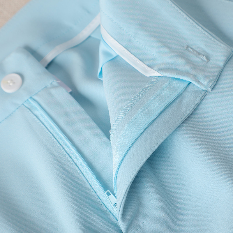 Costume albastre pentru femei, subțiri, temperament, brodate, cu mâneci cu jumătate de mânecă, blazer și pantaloni subțiri, birou, dame, lucru