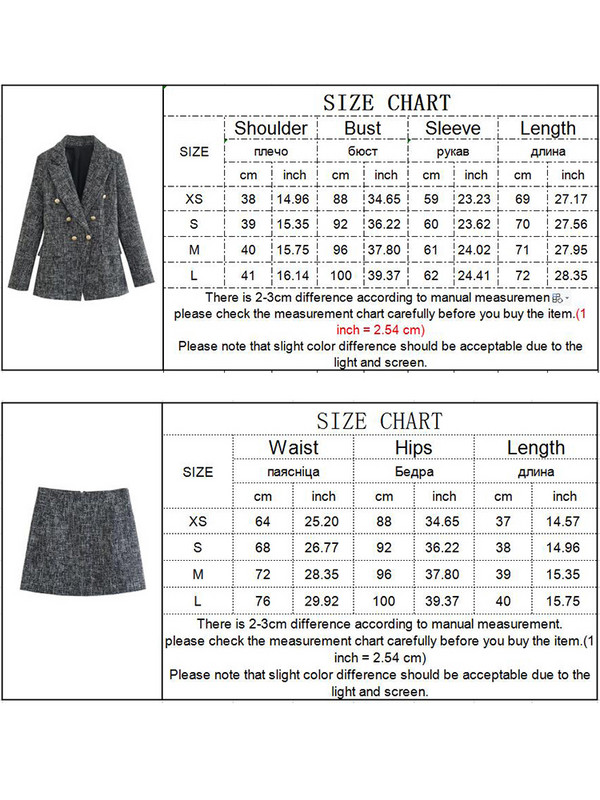 2022 Γυναικεία Office Lady Blazer Φούστες Φθινοπωρινά Κομψά Γυναικεία μπουφάν με διπλό στήθος Μίνι φούστα μακρυμάνικο μπλουζάκια