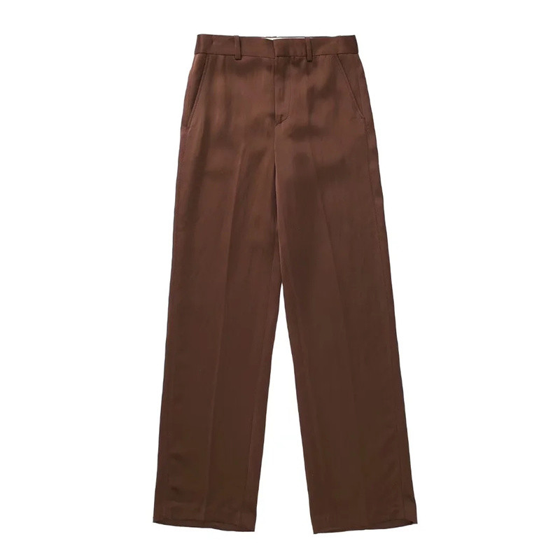 Ženski Vinatge smeđi satenski blejzer odijelo Proljeće 2022. Ženski široki jednobojni blejzeri Odijela Ženski High Street preveliki odgovarajući kompleti