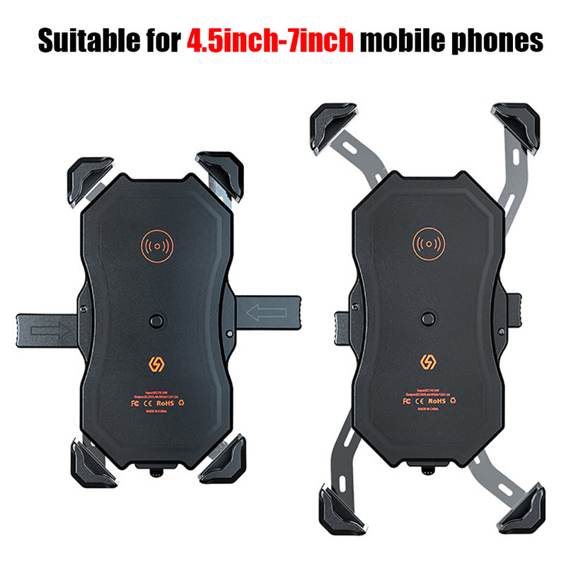 HKGK mobiiltelefoni hoidik Mootorratta juhtmevaba laadimine QC3.0 USB Qi laadijaga GPS-navigatsioonikinnitusklamber Qi juhtmevaba laadija