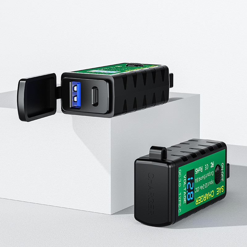 3.1A/4.8A TYPE-C Φορτιστής USB μοτοσικλέτας SAE σε USB Type-C Διακόπτης ενεργοποίησης/απενεργοποίησης βολτόμετρου Αδιάβροχες μοτοσικλέτες γρήγορης αποσύνδεσης
