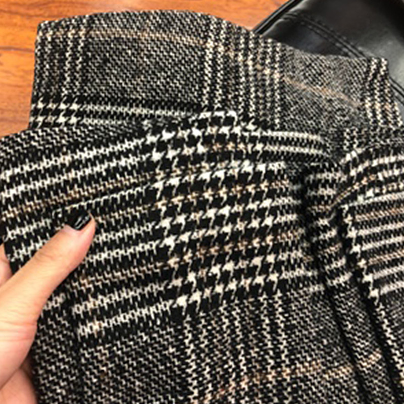 Costum în carouri la modă Set două piese pentru femei, primăvară, toamnă, serviciu de birou, cu mâneci lungi, jachetă ocazională, pantaloni scurți, îmbrăcăminte exterioară, fustă