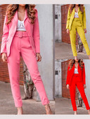 YICIYA Casual Γυναικεία Κοστούμια Ροζ Σετ Γραφείου Φθορίζον Κόκκινο Γυναικείο κοστούμι 2022 Crop Top And Pant Suits For Women Σετ blazer