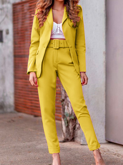 YICIYA Casual Γυναικεία Κοστούμια Ροζ Σετ Γραφείου Φθορίζον Κόκκινο Γυναικείο κοστούμι 2022 Crop Top And Pant Suits For Women Σετ blazer