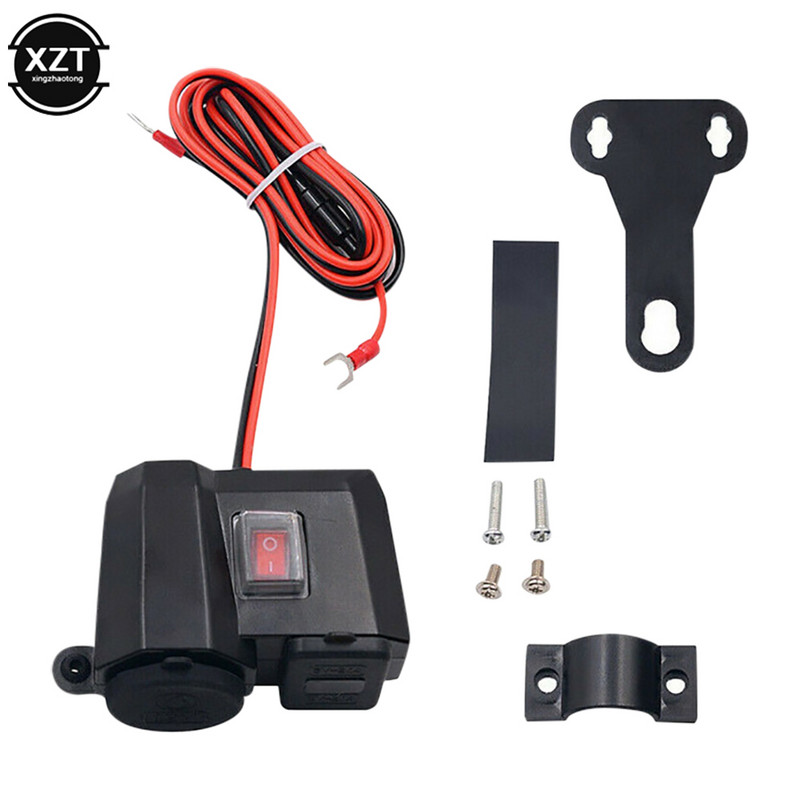 Veekindel 12v/24v mootorratta USB-laadija toiteadapteri pistikupesa ja voltmeetri ekraanitarvikud