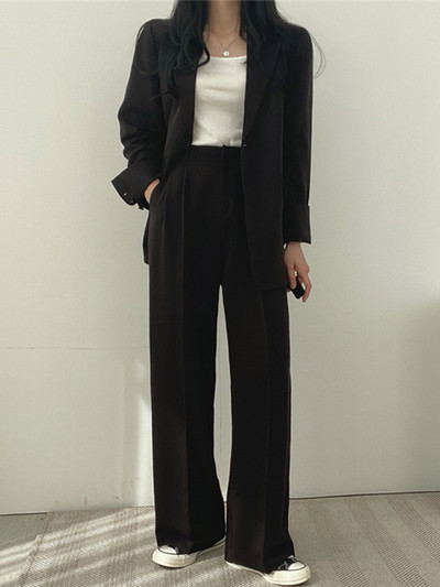 Aelegantmis Proljeće Jesen Dvodijelni blejzer setovi za žene Ležerni blejzeri Jakna Set hlača Korejska modna uredska odjeća Ženska odjeća