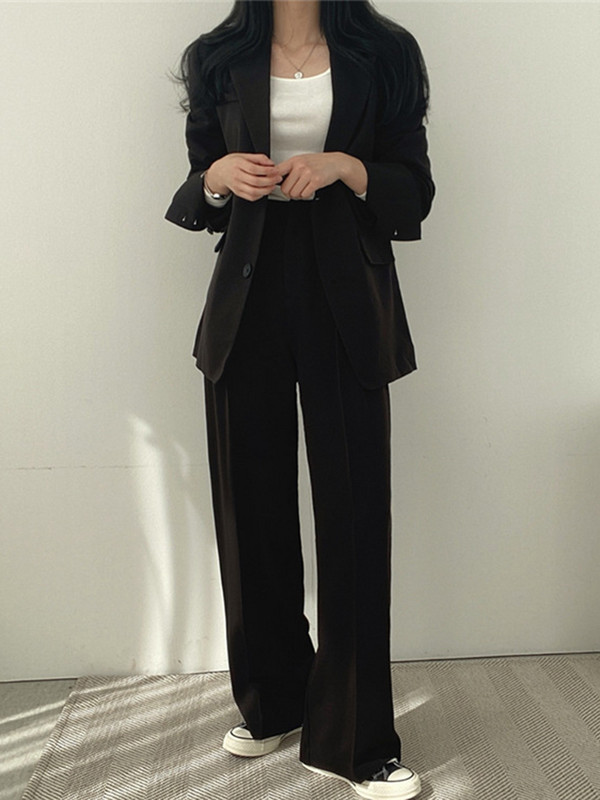 Aelegantmis Proljeće Jesen Dvodijelni blejzer setovi za žene Ležerni blejzeri Jakna Set hlača Korejska modna uredska odjeća Ženska odjeća