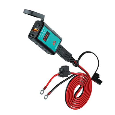 QC3.0 12V USB Încărcător pentru motociclete Încărcător rapid întrerupător impermeabil cu voltmetru Fișă SAE la priza USB tip C Accesorii pentru moto