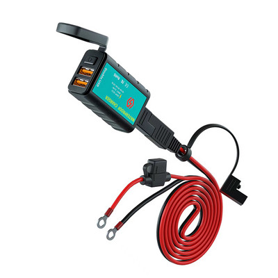 QC3.0 12V USB Încărcător pentru motociclete Încărcător rapid întrerupător impermeabil cu voltmetru Fișă SAE la priza USB tip C Accesorii pentru moto
