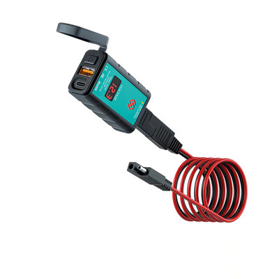 QC3.0 12V USB Încărcător pentru motociclete Încărcător rapid întrerupător impermeabil cu voltmetru Fișă SAE la priza USB tip C Accesorii pentru moto