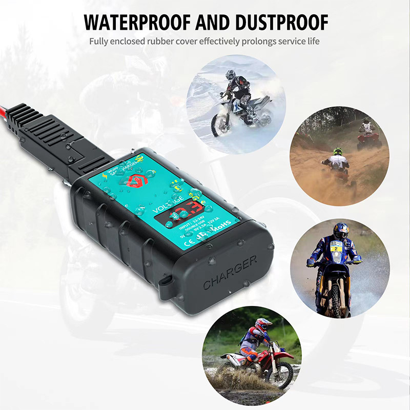 QC3.0 12V USB Încărcător pentru motociclete Încărcător rapid întrerupător impermeabil cu voltmetru Fișă SAE la priza USB tip C Accesorii pentru moto