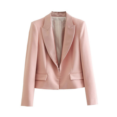 TRAF 2023 Woman 2 Pieces Sets Fashion Cropped Blazer παλτό + ίσιο μακρύ παντελόνι Office Commute Φθινοπωρινά σετ