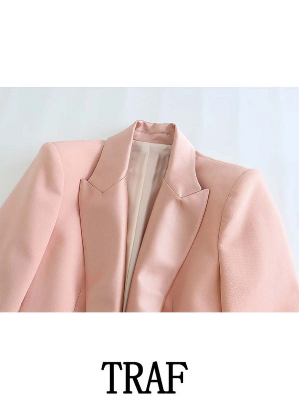 TRAF 2023 Woman 2 Pieces Sets Fashion Cropped Blazer παλτό + ίσιο μακρύ παντελόνι Office Commute Φθινοπωρινά σετ
