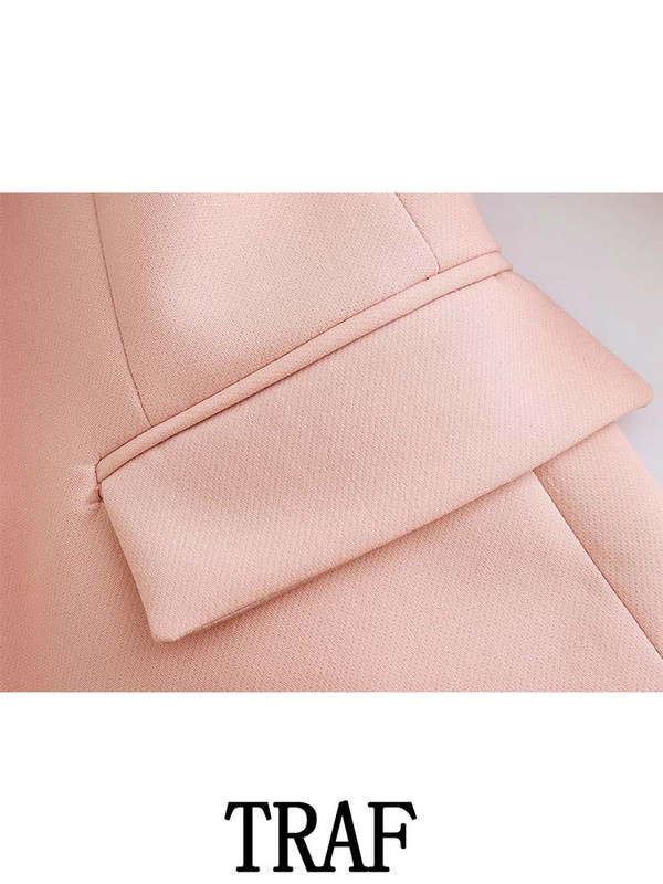 TRAF 2023 Woman 2 Pieces Sets Fashion Cropped Blazer παλτό + ίσιο μακρύ παντελόνι Office Commute Φθινοπωρινά σετ