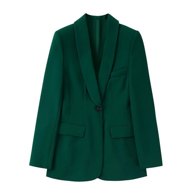 TRAF 2023 Ženski kompleti od 2 komada, modni blejzer s džepovima, uredska jakna s jednim gumbom + draperija, duge hlače, uzročni kompleti za putovanje na posao