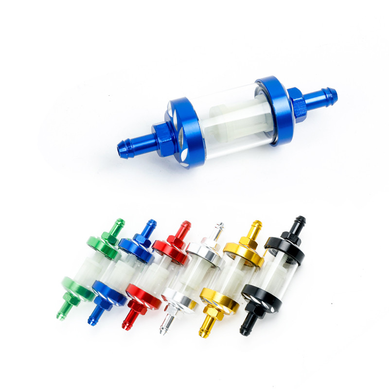 Μοτοσικλέτα σκούτερ εκτός δρόμου οχήματος Γυαλί Φίλτρο καυσίμου από κράμα αλουμινίου Γυαλί Φίλτρο αερίου μοτοσικλέτας Φίλτρο βενζίνης αερίου