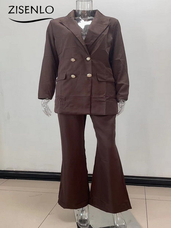 Φθινόπωρο 2022 Νέο μονόχρωμο casual κοστούμι μόδας Φαρδύ παντελόνι σετ δύο τεμαχίων Γυναικεία κοστούμια μπλέιζερ Γυναικεία σετ ρούχων 2 τεμαχίων