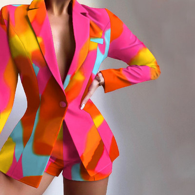 Primăvară/vară Îmbrăcăminte pentru femei La locul de muncă Moda pentru femei Pantaloni scurți casual Costume Costume cu buzunare Costume cu nasturi Costume profesionale