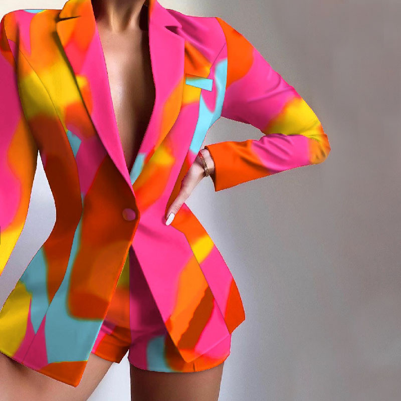 Primăvară/vară Îmbrăcăminte pentru femei La locul de muncă Moda pentru femei Pantaloni scurți casual Costume Costume cu buzunare Costume cu nasturi Costume profesionale