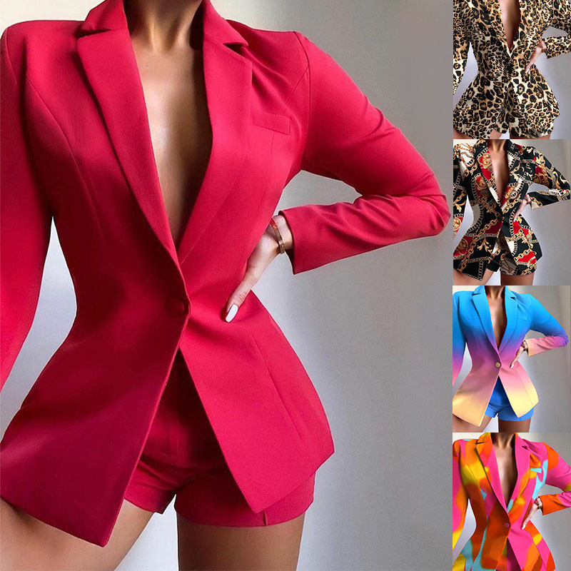 Primăvară/vară Îmbrăcăminte pentru femei La locul de muncă Moda pentru femei Pantaloni scurți casual Costume Costume cu buzunare Costume cu nasturi Costume profesionale