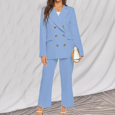 CRLAYDK Set de 2 bucăți elegante cu pantaloni pentru femei, pantaloni, blazer cu mânecă lungă, jachete casual de lux, ținute de birou pentru doamne