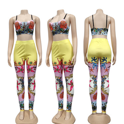 Pavasario rudens Nauja 2 dalių 3D spausdinta moteriška kostiumo švarko komplektas ilgomis rankovėmis švarkas su laisvalaikio kelnėmis Sportinė kūno rengybos vakarėlio apranga