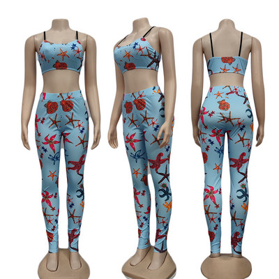 Pavasario rudens Nauja 2 dalių 3D spausdinta moteriška kostiumo švarko komplektas ilgomis rankovėmis švarkas su laisvalaikio kelnėmis Sportinė kūno rengybos vakarėlio apranga