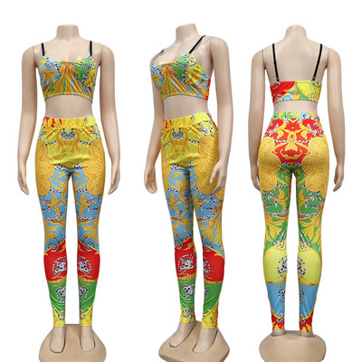 Pavasario rudens Nauja 2 dalių 3D spausdinta moteriška kostiumo švarko komplektas ilgomis rankovėmis švarkas su laisvalaikio kelnėmis Sportinė kūno rengybos vakarėlio apranga