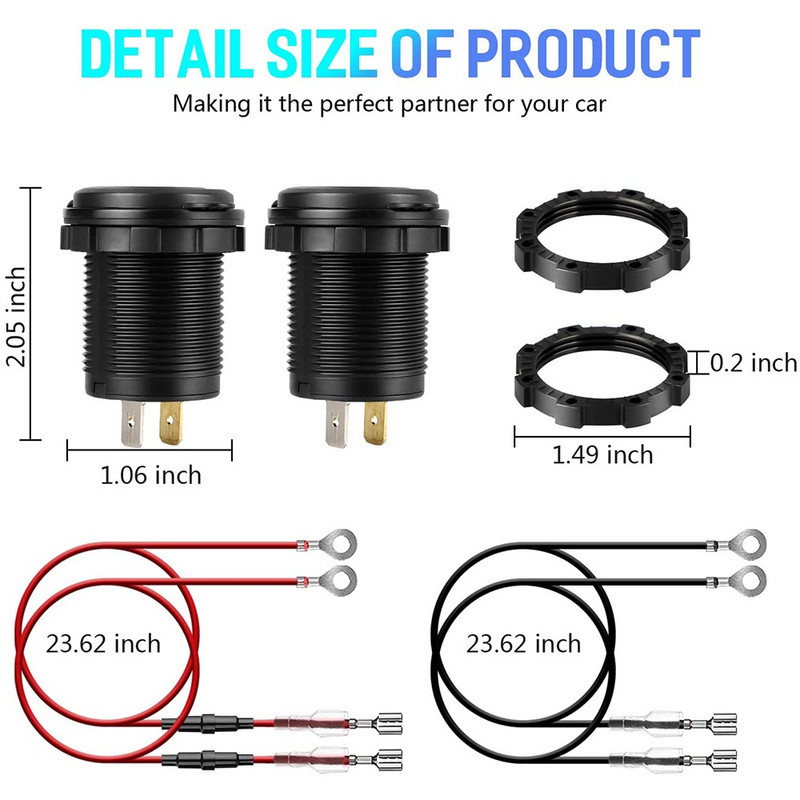 Ursuniot 36W Dual USB QC3.0 automobilinis įkroviklis 12V motociklo USB lizdas greito įkrovimo maitinimo lizdas su spalvingu skaitmeniniu voltmetru