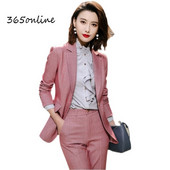 Kvaliteetsest riidest naiste pidulikud ülikonnad Professionaalsed OL Stiilid Bleiserid Sügistalvised Naiste pükste komplekt Püksteülikonnad Roosa