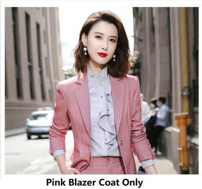 Kvaliteetsest riidest naiste pidulikud ülikonnad Professionaalsed OL Stiilid Bleiserid Sügistalvised Naiste pükste komplekt Püksteülikonnad Roosa