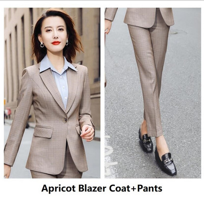 Kvaliteetsest riidest naiste pidulikud ülikonnad Professionaalsed OL Stiilid Bleiserid Sügistalvised Naiste pükste komplekt Püksteülikonnad Roosa