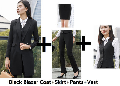 Υψηλής ποιότητας ύφασμα 2018 Φθινόπωρο Χειμώνας Γυναικεία σακάκια Κοστούμια Ομοιόμορφα σχέδια Γυναικείες φόρμες γραφείου για επιχειρήσεις με μακρύ αντιανεμικό