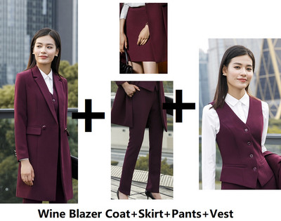 Υψηλής ποιότητας ύφασμα 2018 Φθινόπωρο Χειμώνας Γυναικεία σακάκια Κοστούμια Ομοιόμορφα σχέδια Γυναικείες φόρμες γραφείου για επιχειρήσεις με μακρύ αντιανεμικό