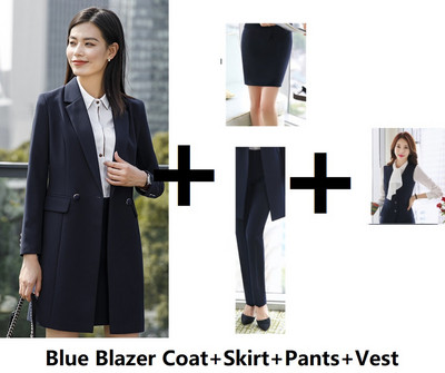 Υψηλής ποιότητας ύφασμα 2018 Φθινόπωρο Χειμώνας Γυναικεία σακάκια Κοστούμια Ομοιόμορφα σχέδια Γυναικείες φόρμες γραφείου για επιχειρήσεις με μακρύ αντιανεμικό