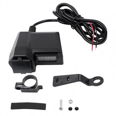 Mootorratta multifunktsionaalne kahe USB-mobiiltelefoni laadija adapter koos voltmeetriga silikoon ABS plastikust mootorratta laadimisega