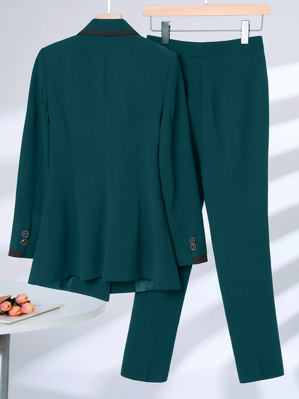 Λευκό Πράσινο Γυναικείο Φθινοπωρινό χειμερινό παντελόνι Γυναικείο Γυναικείο Επίσημο Επαγγελματικό Ρούχο 2 τεμαχίων Σακάκι και παντελόνι