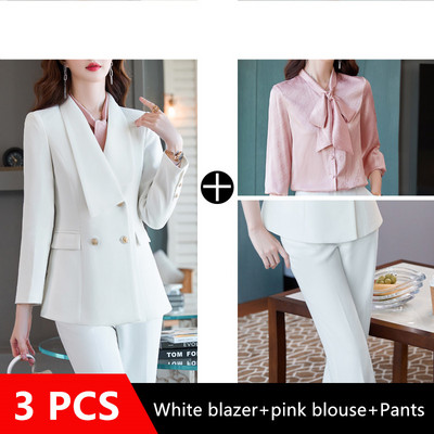 2022. Elegantni ženski kompleti sakoa Gumbi Bijela odijela s hlačama Moda Profesionalna odjeća za zabave Uredska poslovna odjeća Dvodijelni proljetni