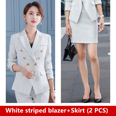 Trend pentru femei. Cele mai noi 2021. Jachetă elegantă, de designer, pentru femei, cu nasturi de fier, la două piept. Blazer clasic cu dungi albastre