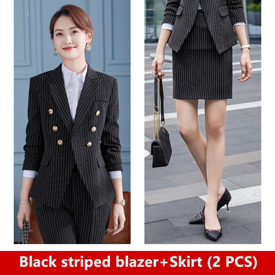 Trend pentru femei. Cele mai noi 2021. Jachetă elegantă, de designer, pentru femei, cu nasturi de fier, la două piept. Blazer clasic cu dungi albastre