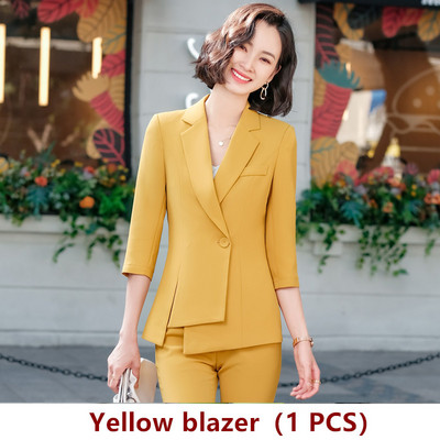 Dushi Raznobojne ženske jakne sakoi Novo 2021. Proljetno uredsko odijelo s polurukavima Tanak nepravilan kaput Fromal Jednobojna gornja odjeća Chic Topovi