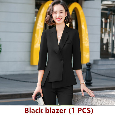 Dushi Raznobojne ženske jakne sakoi Novo 2021. Proljetno uredsko odijelo s polurukavima Tanak nepravilan kaput Fromal Jednobojna gornja odjeća Chic Topovi